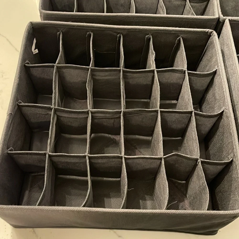 Set of 7 charcoal grey drawer organizers